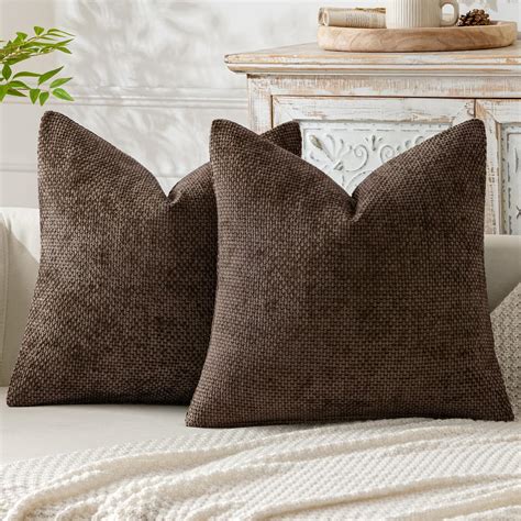 Amazon.com: MIULEE Pack of 2 Dark Brown Decorative Pillow Covers 18x18 ...