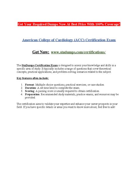 American College of Cardiology (ACC) Certification Exam - Get Your ...