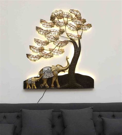 Elephant Multicolor Metal Led Wall Art – KRAPHY