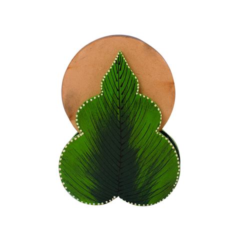 Floral Design Wooden Tea Coasters(Set of 6) - eCraftIndia Online