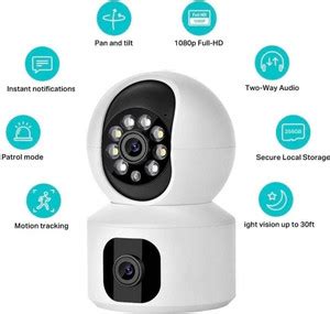 Okxmz Dual Lens Wireless Camera WiFi PTZ Night Vision Motion Sensor ...