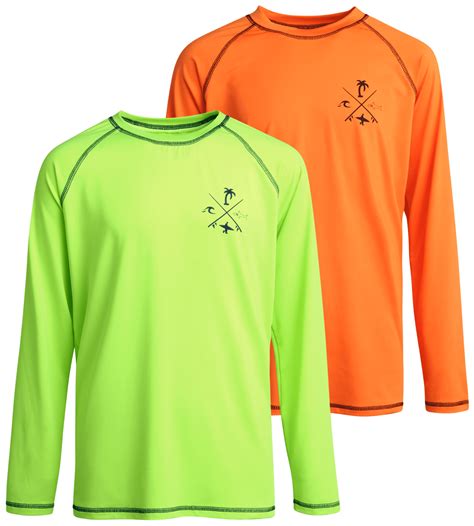 Quad Seven Boys' Rash Guard Shirt, 2 Pack, Long Sleeve Swim Shirts ...