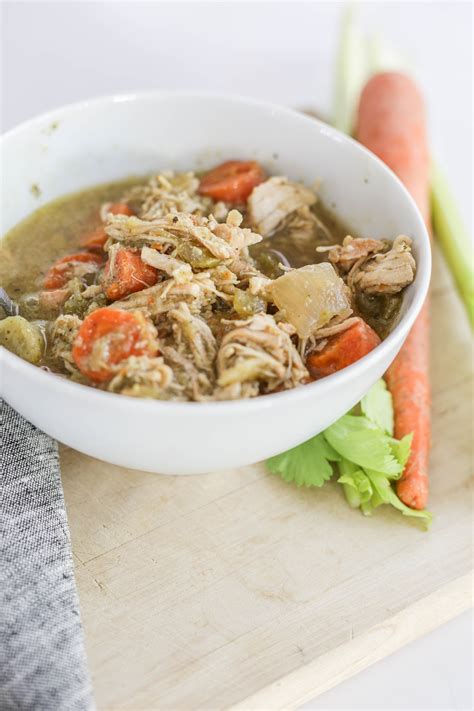 Chicken and Vegetable Bone Broth Soup - Easy Crockpot Recipe