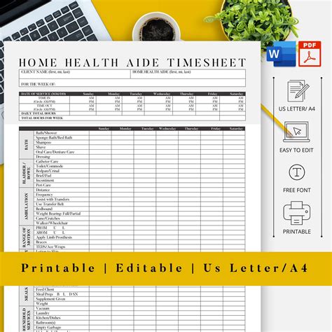 Home Health Aide Timesheet Templates - In-home & Caregiver Timesheets ...