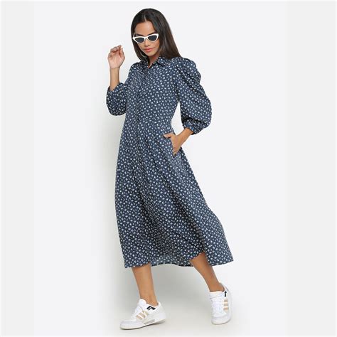 Buy Blue Bird Printed Long Dresses for Women Online