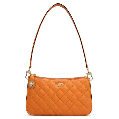 Small Quilting Leather Baguette - Orange – Da Milano