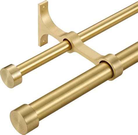 Amazon.com: Lwiiom Double Curtain Rods with Aluminum End Cap and Full Surround Brackets,1"Front ...