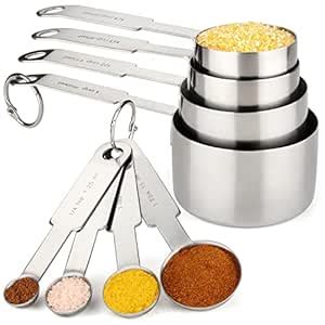 Buy Measuring Cups and Spoons Set of 8 Including Stainless Steel ...