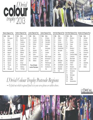 Fillable Online L'Or al Colour Trophy Postcode Regions To find out ...