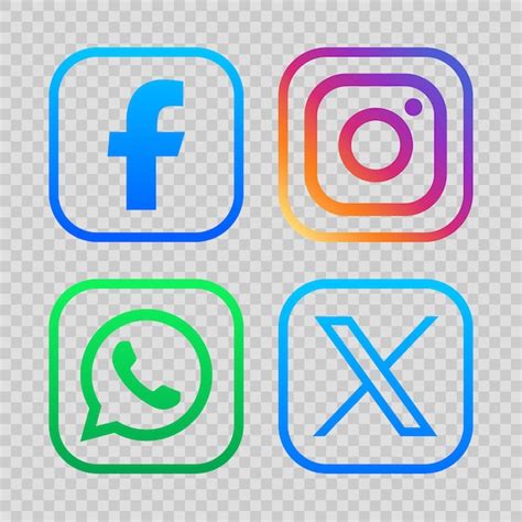 Coleção de logotipos de mídias sociais com fundo transparente | Vetor ...