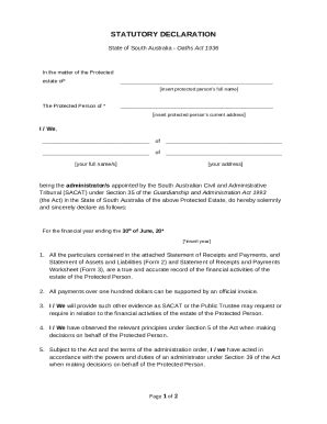 Image result for Statutory Declaration Template SA