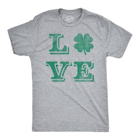 Mens LOVE Lucky Clover T Shirt Saint Patricks Day Shamrock St Patty Top ...