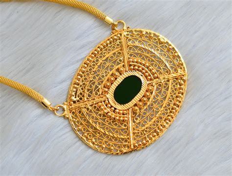 Gold tone green Kerala style haar dj-41930 – dreamjwell