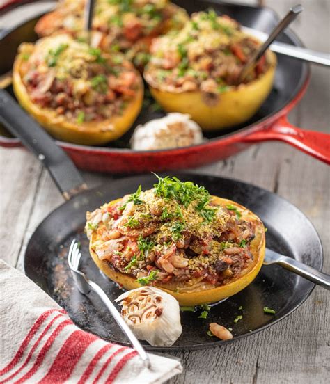 Stuffed Spaghetti Squash - Recipe from Beat Cancer Kitchen