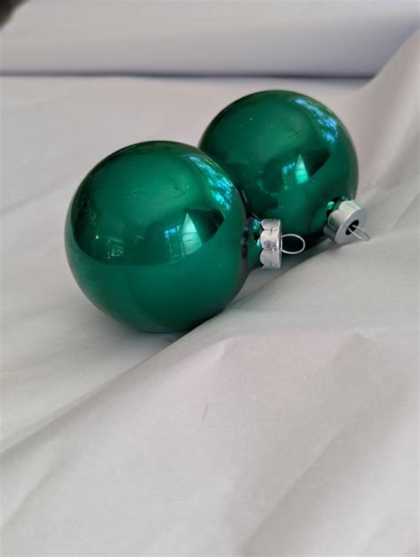 Vintage Green Mercury Glass Rauch Christmas Ornaments Lot Set of 2 Made ...