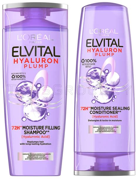 L'OREAL ELVITAL HYALURON PLUMP SHAMPOO & CONDITIONER Set Hydration for ...