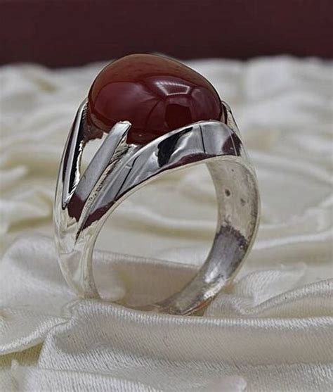 Buy Yemeni Aqeeq Sterling Silver Ring, Handmade Mens Ring Online in ...