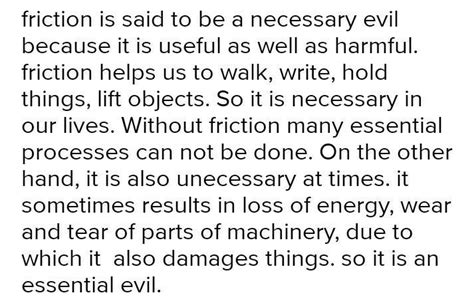 Friction is a necessary evil justify the statement with relevant ...