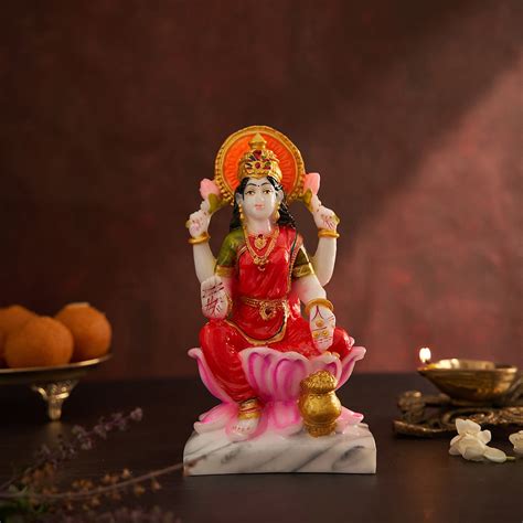 Marble Dust Goddess Laxmi | Mata Lakshmi Idol - Multicolor – DecorTwist