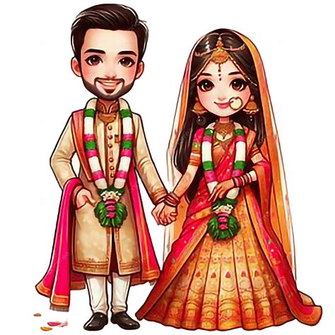 Indian Bride Groom Caricature Wedding, Indian Wedding, Indian Bride ...