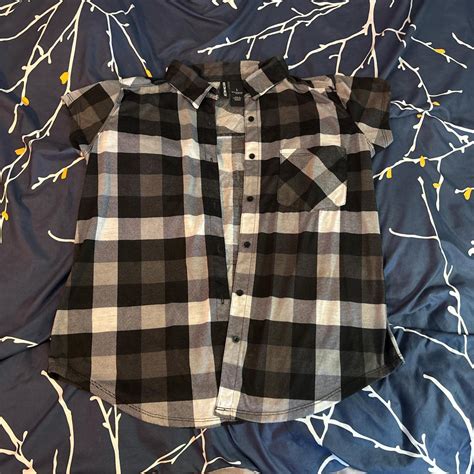Black and grey flannel shirt #flannel# size L | Depop