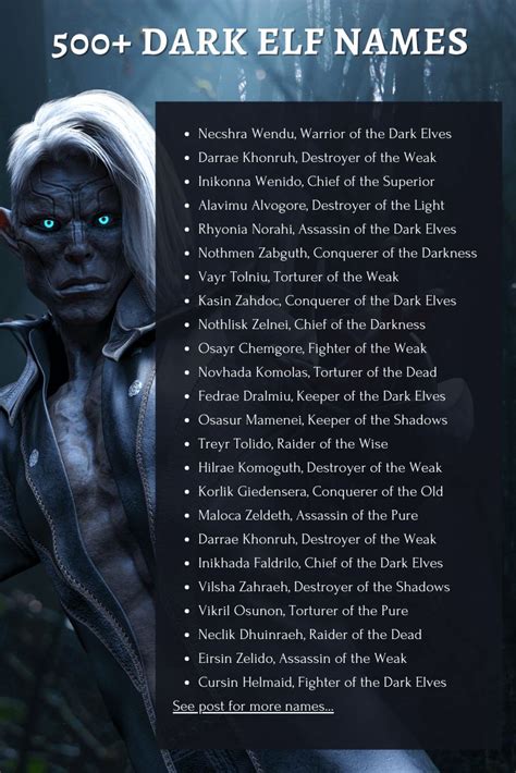 500+ Dark Elf Names Master List (Generator) 🧝 | Imagine Forest | Elf ...