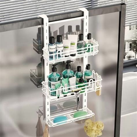 3 Tier Over the Door Shower Caddy, Hanging Shower Caddy with 16 Hooks ...