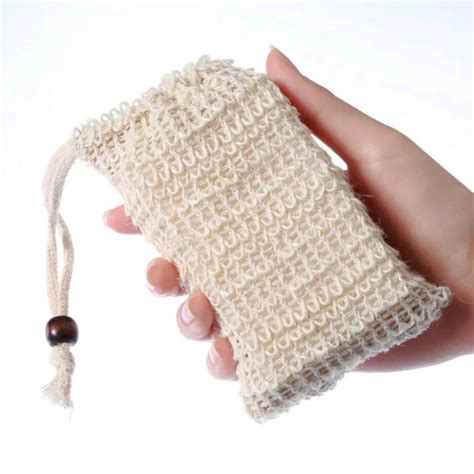 Natural Plant-based Sisal Soap Saver Pouch | Drawstring With Wood Bead ...