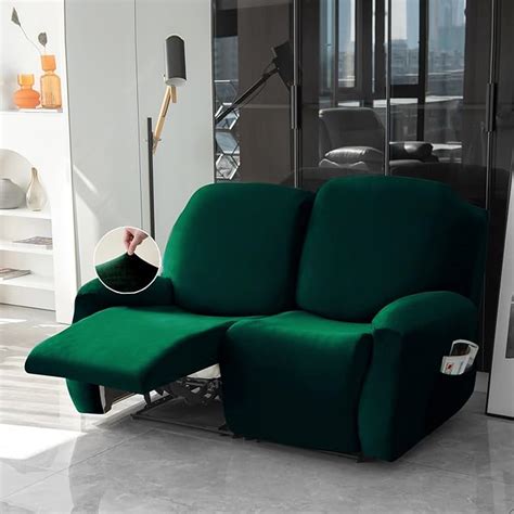 HOKIPO 200 GSM Velvet Recliner Sofa Slipcover 2 Seater Fully Covered 6 ...