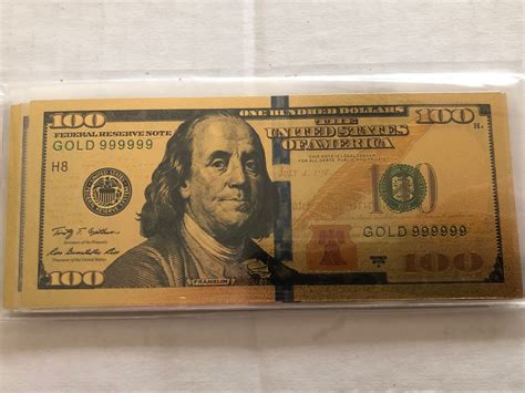 24KT Gold 100 Dollar Bill Foil Total Weight is 4 grams