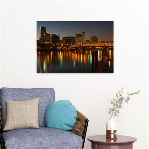 Latitude Run® Skyline With City Light At Night Portland Multnomah ...