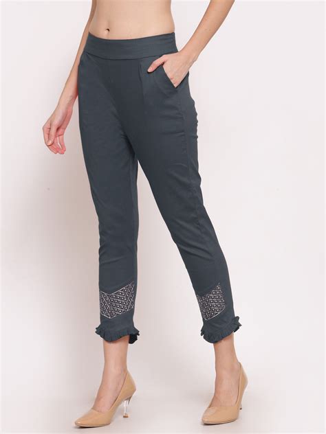 Klotthe Women Grey Solid Slim Fit Trouser – KLOTTHE®