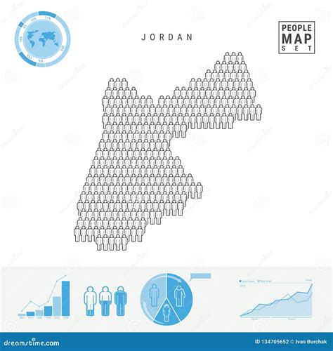 Jordan People Icon Map. Stylized Vector Silhouette of Jordan. Population Growth and Aging ...