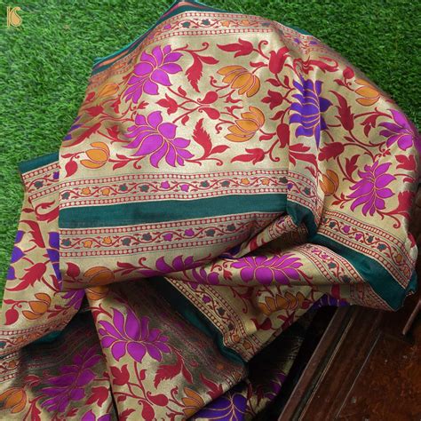 Floral Banarasi Semi Silk Border Fabric – Khinkhwab