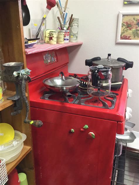 Red Stove Display at Wally World Thrift Store