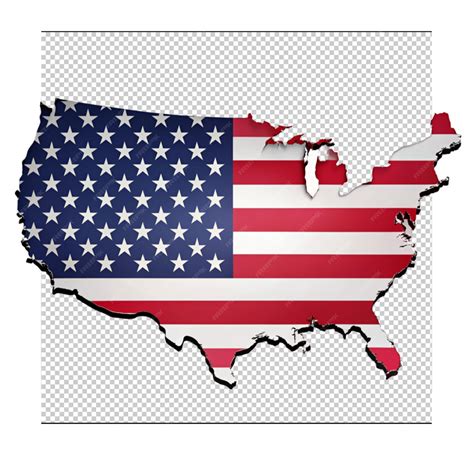 Premium PSD | USA map in USA flag colour isolated on transparent background