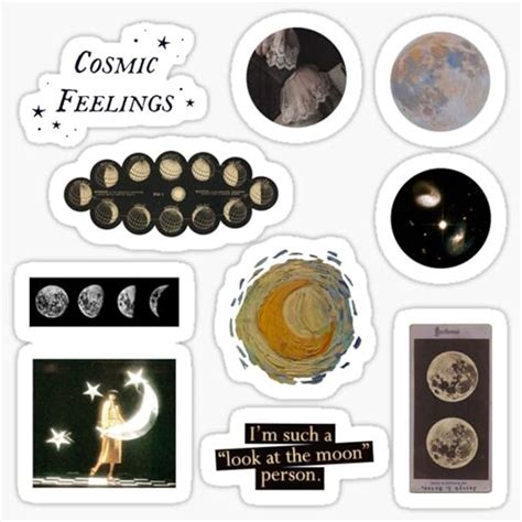 Sticker Fever- Moon Aesthetic Laptop Sticker Set (Pack of 10 Stickers ...