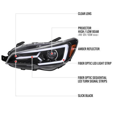 Spec-D Projector Headlights Subaru WRX & WRX STi (2015-2021) Black w/