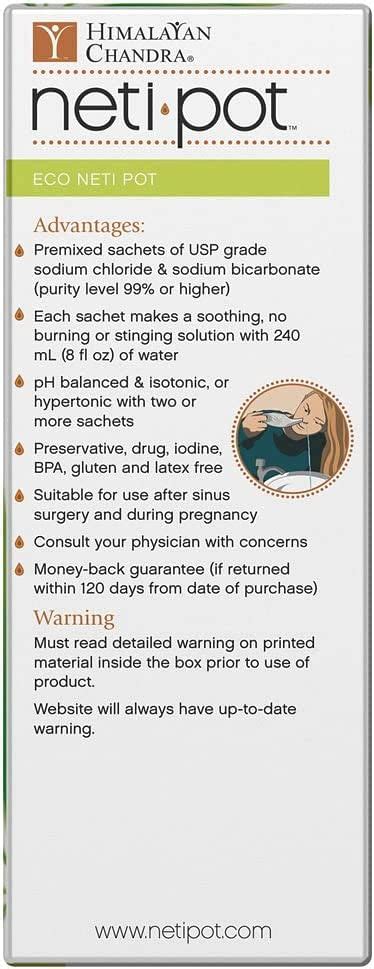 Buy Himalayan Sinus Rinse Eco Neti Pot with 30 Sachets, 7 Ounce Online ...
