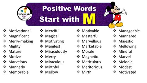 Positive Vocabulary Words that Start with M - Vocabulary Point