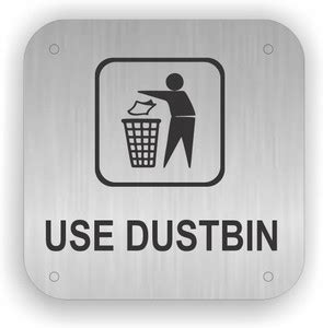 Morpankh USE DUSTBIN Steel brushed lightweight self addehisv sign board ...