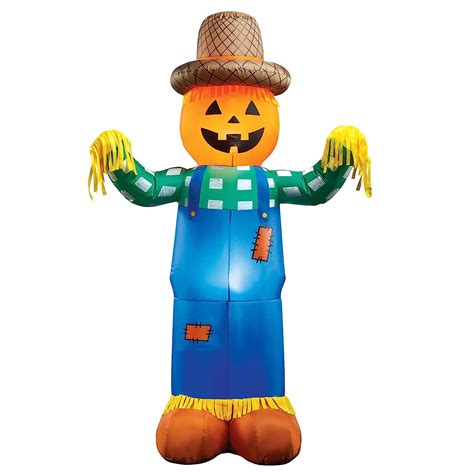 Inflatable Harvest Scarecrow Lighted Halloween Yard Decoration with ...