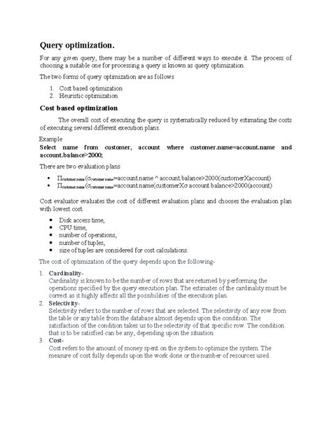 12.Query optimization - For any given query, there may be a number of ...
