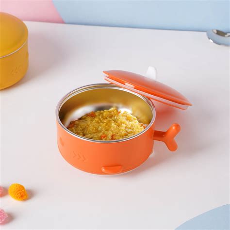 Whale Double Walled Anti-Slip Feeding Bowl Orange 400 ml Online ...