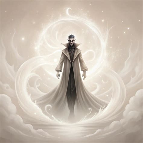 A drawing of a man with a long cape and a cloud of stars in the ...