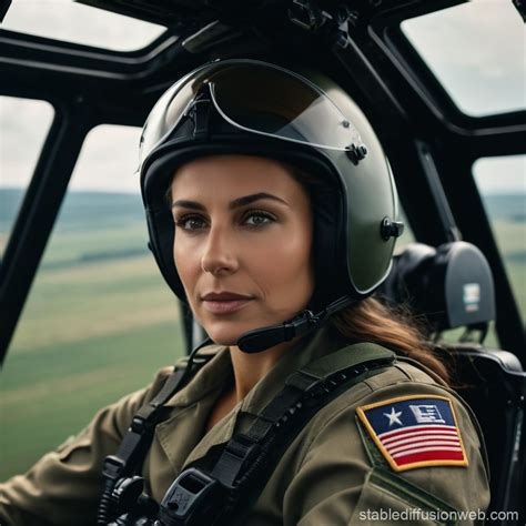 Woman Pilot in Military Helicopter | Stable Diffusion Online
