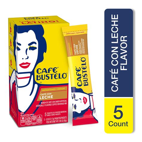 Café Bustelo Café con Leche Flavored Instant Coffee Beverage Mix, 5 ...