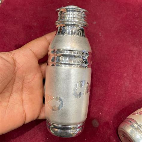 Silver Water Bottle 97% pure solid silver flower design | Etsy