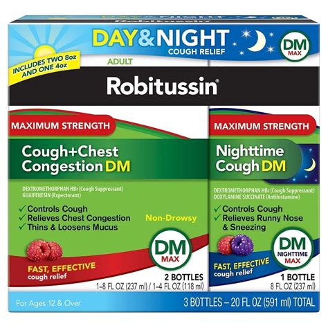 Buy Robitussin DM Max and Chest Congestion Day and Night,(3 Bottles) 20 ...