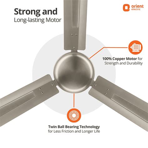 Orient Electric Quasar, 900 mm 3 Blade Electroplated Decorative Ceilin ...